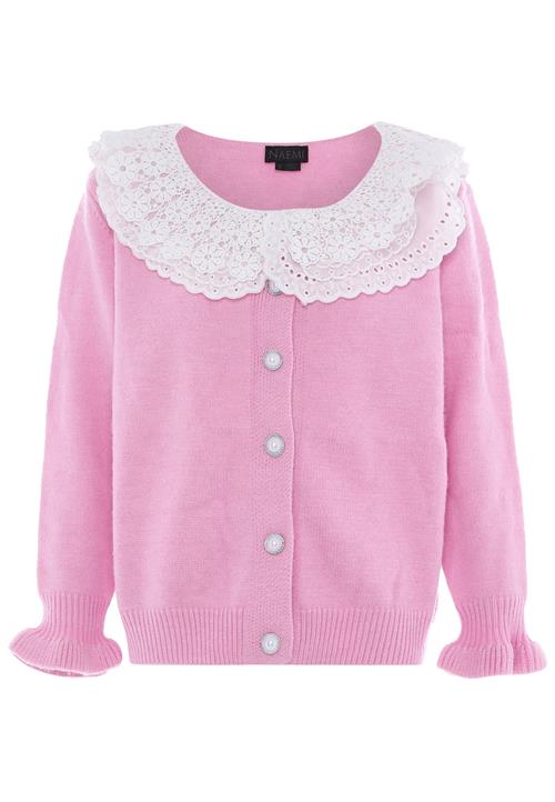 NAEMI Cardigan  lyserød / hvid