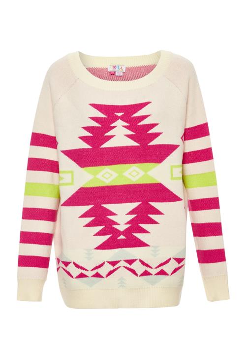 ebeeza Pullover  lysegrøn / pink / uldhvid