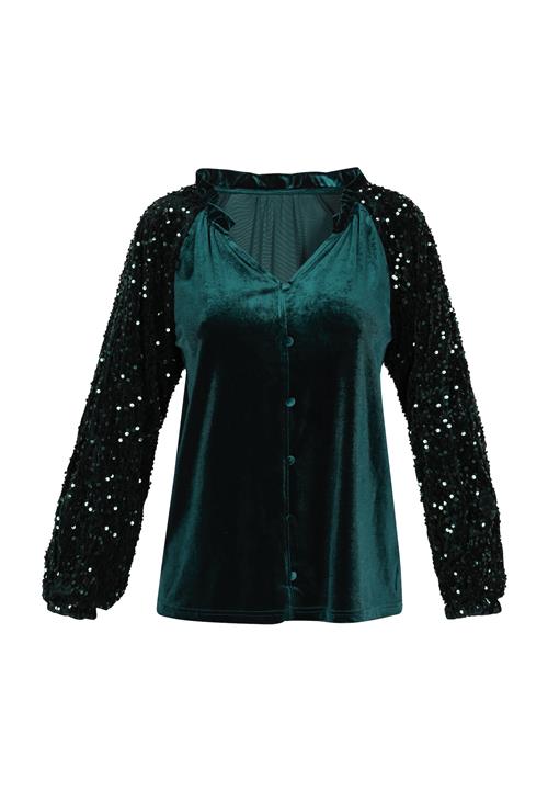 NAEMI Bluse  smaragd / sort