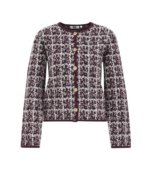 WE Fashion Cardigan  vinrød / hvid