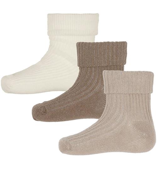 Minymo strømper - 3-Pak - Rib - Light Taupe