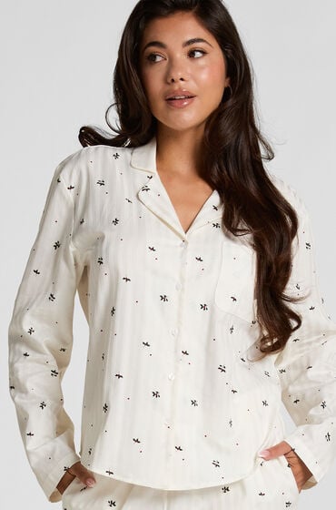 Hunkemöller Jacquard Pyjamatop Langærmet Hvid
