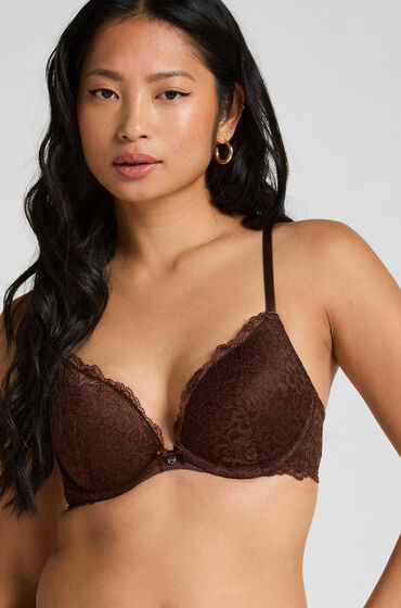 Hunkemöller Formstøbt pushup-bøjle-bh Marine Brown