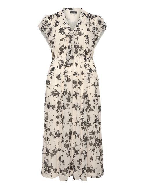 Floral Georgette Tie-Neck Maxidress Lauren Women Cream