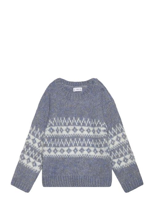 Se Jacquard Knitted Sweater Mango Blue ved Booztlet