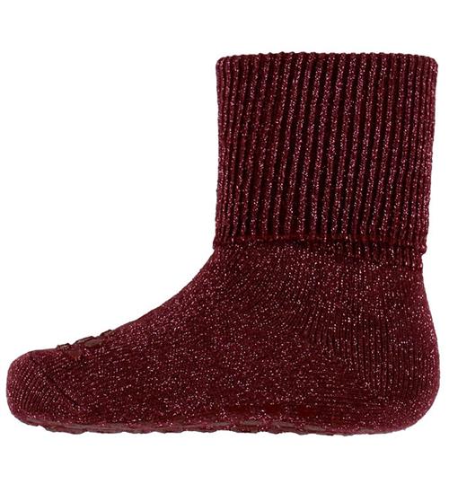 GoBabyGo Skridsikre Strømper - Bambus - Wine Red m. Glimmer