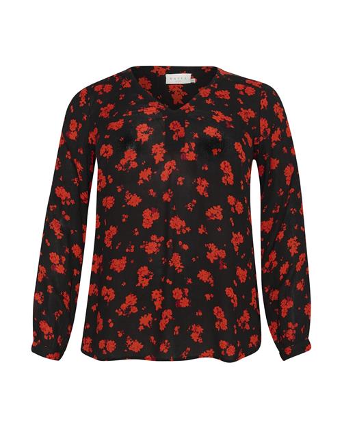 KAFFE CURVE Bluse 'Aami'  rød / sort