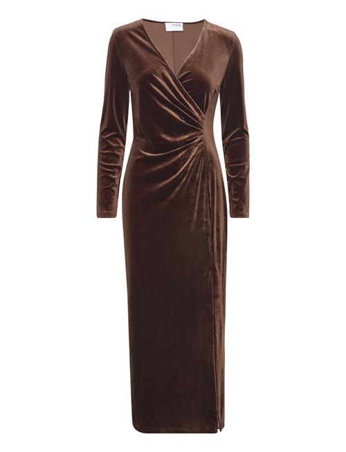 Slftara Ls Velvet Ankle Dress Selected Brown