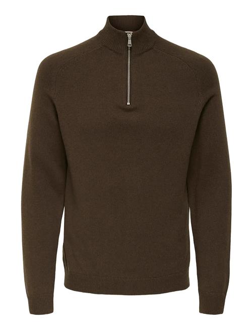 Onsedward Reg 7 Wool Half Zip Knit Cs ONLY & SONS Brown