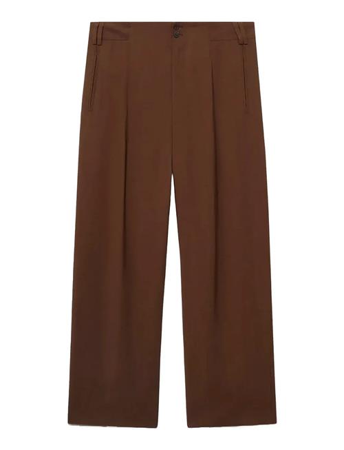 Straight-Fit Pleated Trousers Mango Brown
