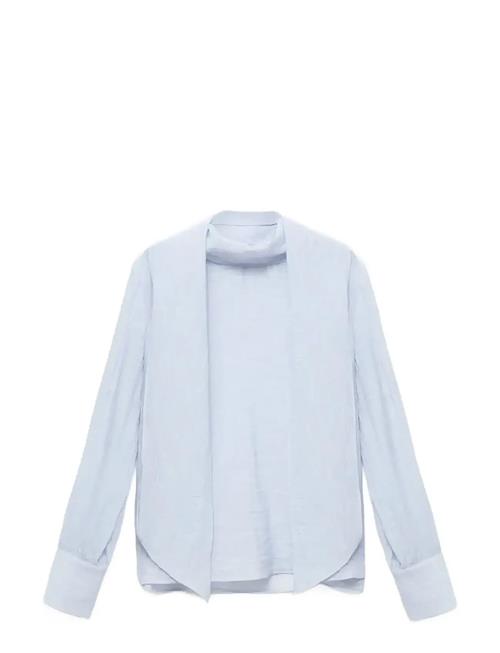 Textured Blouse With Foulard Mango Blue