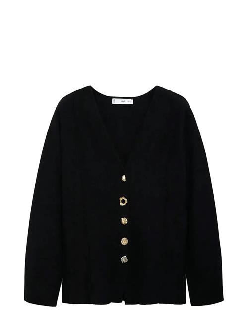 Knitted Jacket With Jewel Buttons Mango Black