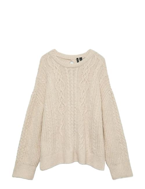 Vmsia Ls Bow Cb Cable Knit Exp Vero Moda Beige