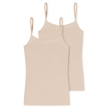 Schiesser 2P Modal Essentials Spaghetti Strap Tops Beige Large Dame