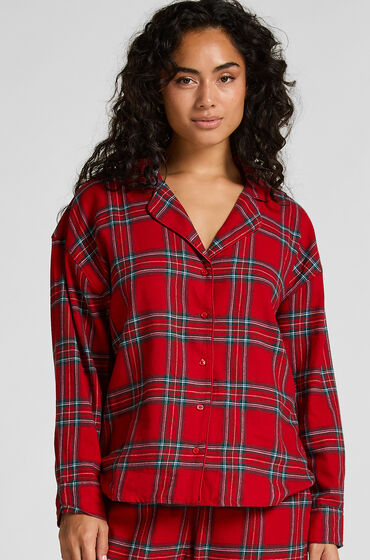 Hunkemöller Pyjamastop af flonel Rød