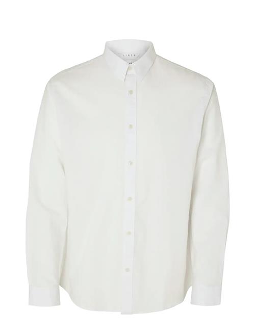 Slhregnew-Linen Shirt Ls Classic Selected White