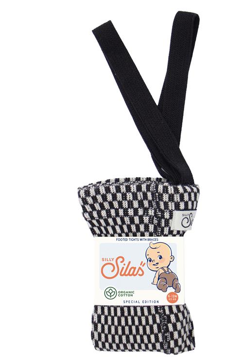 Silly Silas GOTS Strømpebukser Black X White Checked  Black x White Checked-1-2 Y  Sort  1-2 år  unisex
