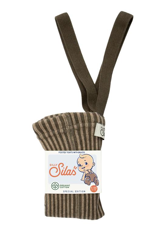 Silly Silas GOTS Strømpebukser Seaweed Brown X Peanut Striped  Seaweed Brown x Peanut Striped-1-2 Y  Beige  1-2 år  unisex