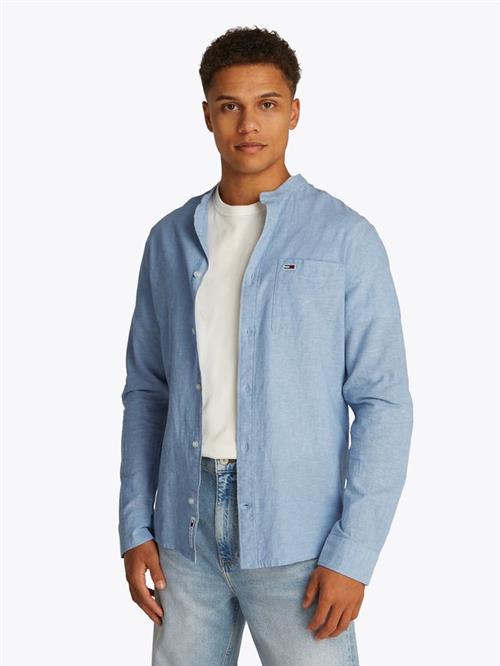 TJM LINEN MIX BAND COLLAR SHIRT