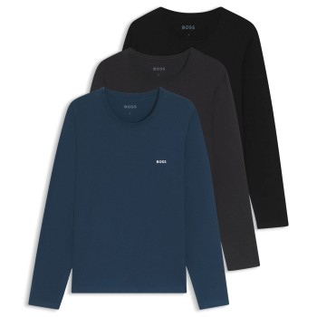 BOSS 3P Long Underwear Shirt Blå/Grå bomuld Large Herre
