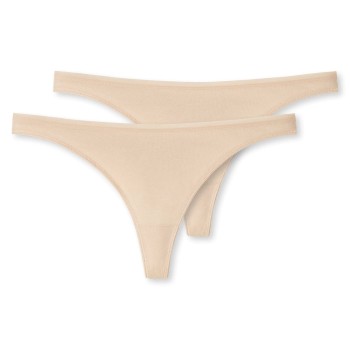Schiesser Trusser 2P 95-5 Organic Cotton Thongs Beige økologisk bomuld X-Small Dame