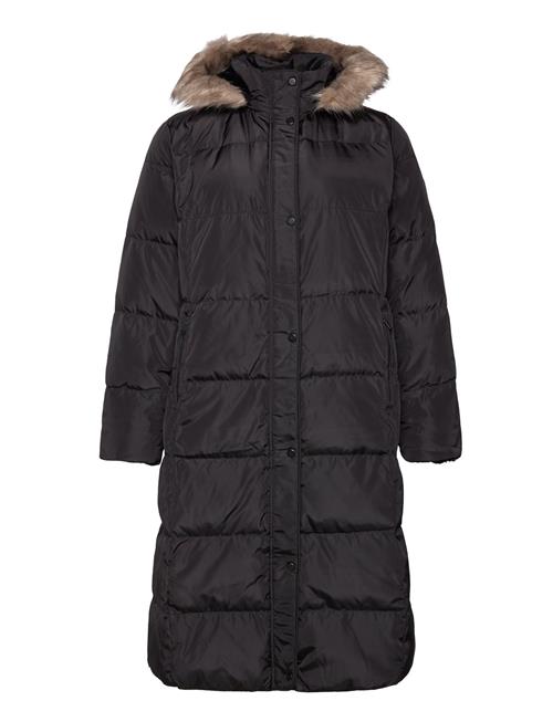Faux-Fur-Trim Hooded Down Coat Lauren Women Black