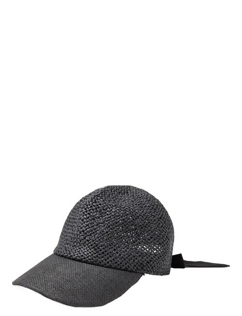 Straw Cap With Tie At Back Lindex Black