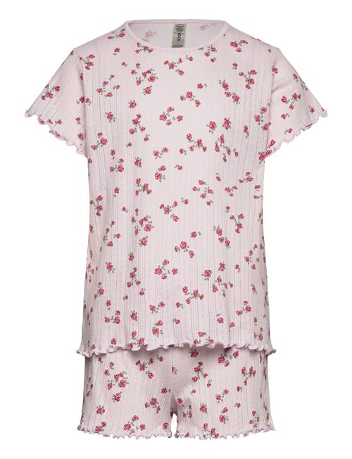 Pyjama Tee Shorts Set Aop Flow Lindex Purple
