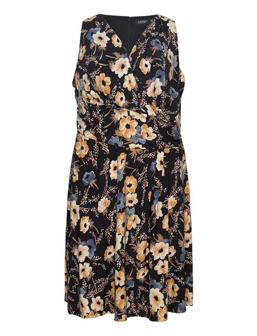 Floral Surplice Jersey Sleeveless Dress Lauren Women Black