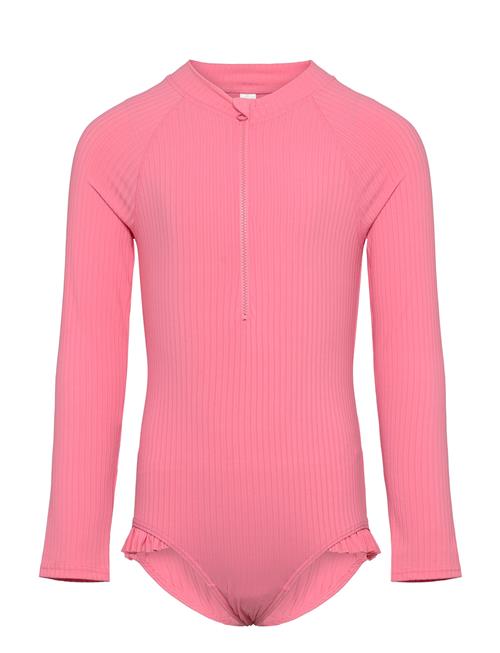 Swimsuit L S Solid Rib Lindex Pink
