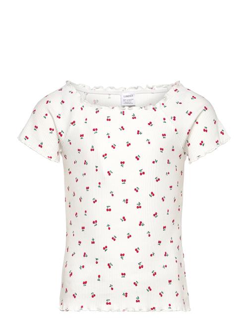 Top Rib With Curly Hem And Aop Lindex White