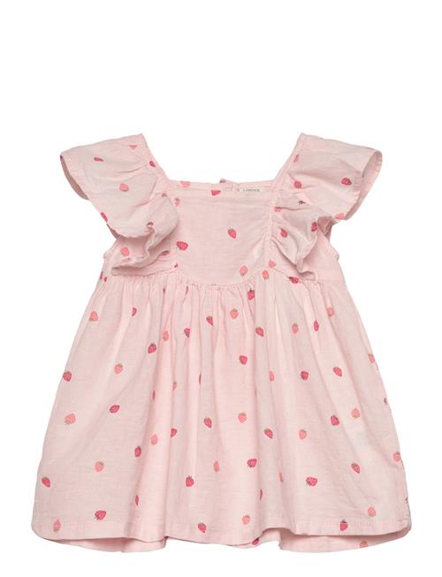 Dress Linen Aop Strawberries Lindex Pink