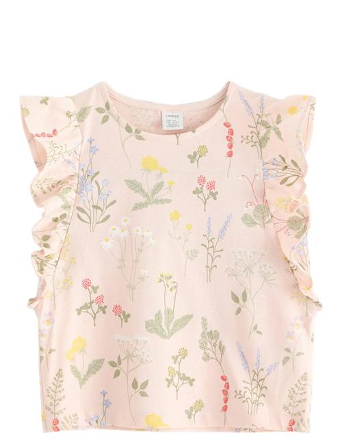 Top Ss Flounces Aop Lindex Pink
