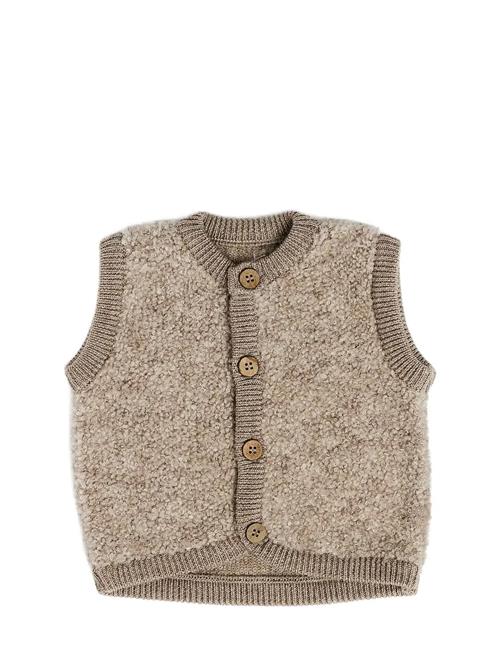 Vest W. Buttons, Bouclé Merino Wool, Natur Melange Smallstuff Beige