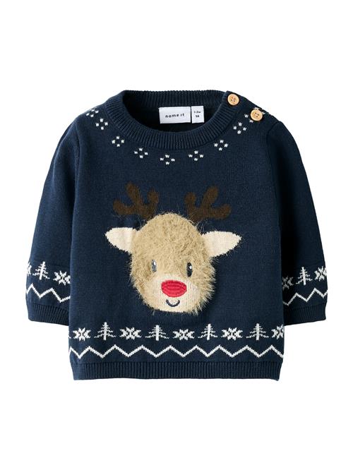 NAME IT Pullover 'NBMREOME'  beige / navy / mørkebrun / hvid