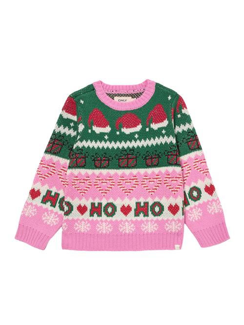 Only Mini Pullover 'KMGHOHO X-MAS'  grøn / pink / rød / hvid