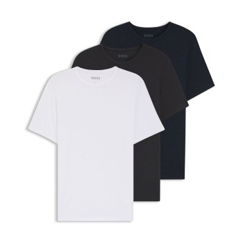 BOSS 3P Bamboo RN T-Shirt Sort/Marine/Hvid Bambus Large Herre