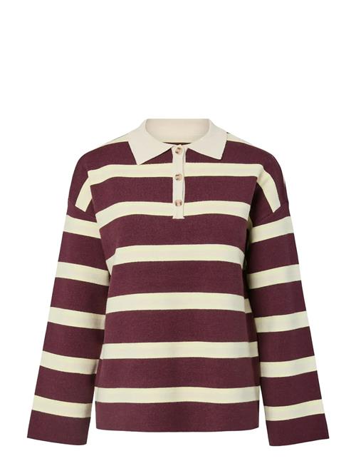 Yasisabell Ls Polo Knit Pullover - D2D YAS Burgundy