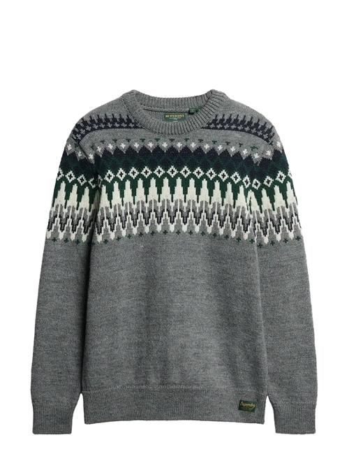 Fairisle Knit Crew Jumper Superdry Grey