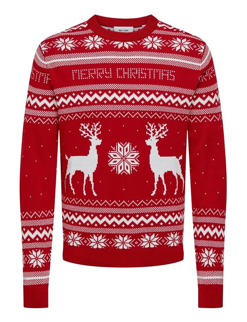 Onsxmas Reg 5 Jaq Crew Knit ONLY & SONS Red