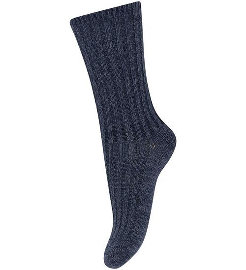 MP Strømper - Uld - Rib - Dark Denim Melange