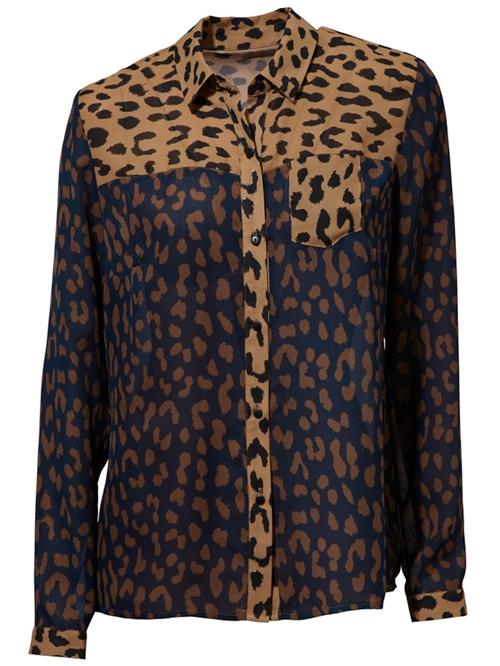 Mandarin Bluse  marin / brun / sort