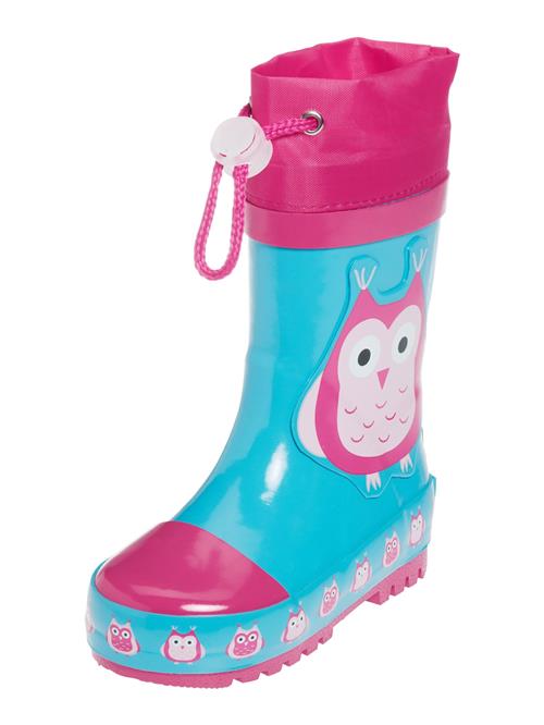 Se PLAYSHOES Gummistøvler 'Eule'  blå / lys pink / mørk pink hos About You