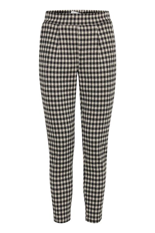 ICHI Bukser 'KATE CHECKY PA2'  sort / hvid