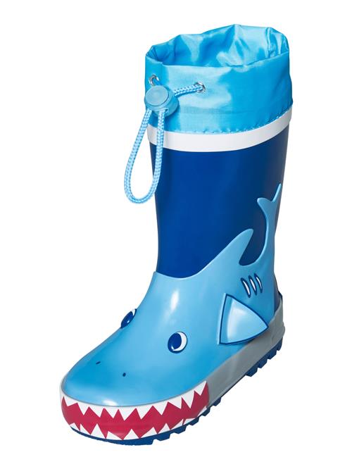 PLAYSHOES Gummistøvler 'Hai'  blå / lyseblå / rød / hvid