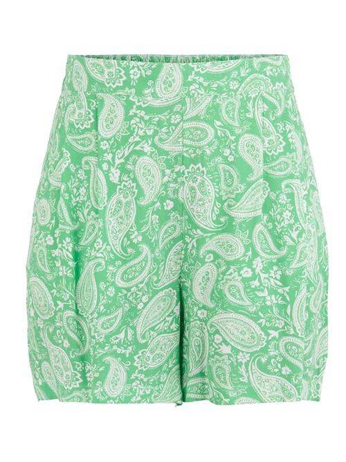 PIECES Bukser med lægfolder 'Siva'  lysegrøn / hvid