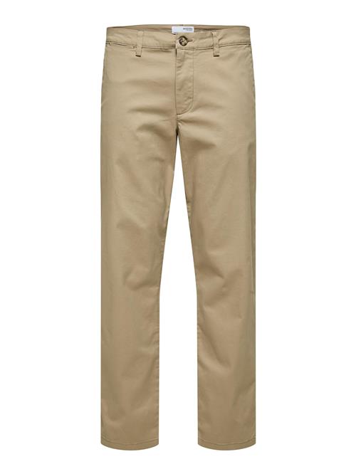 SELECTED Lærredsbukser 'New Miles'  camel / sort / hvid