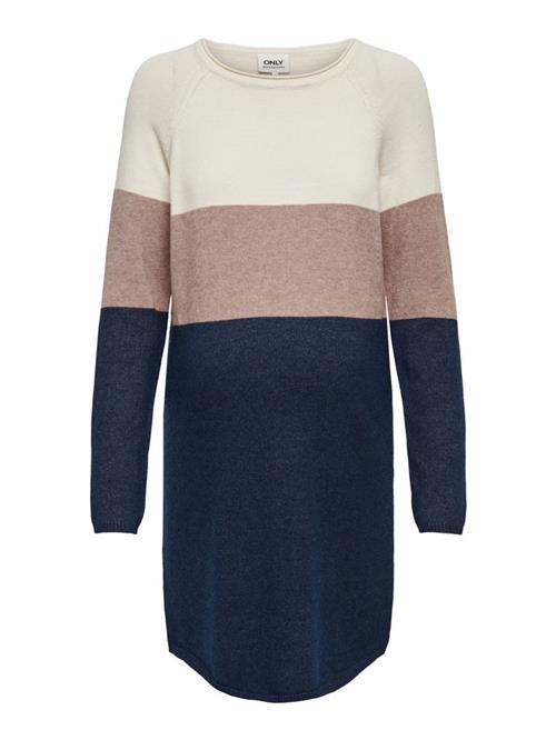 Only Maternity Strikkjole  beige / mørkeblå / hvid