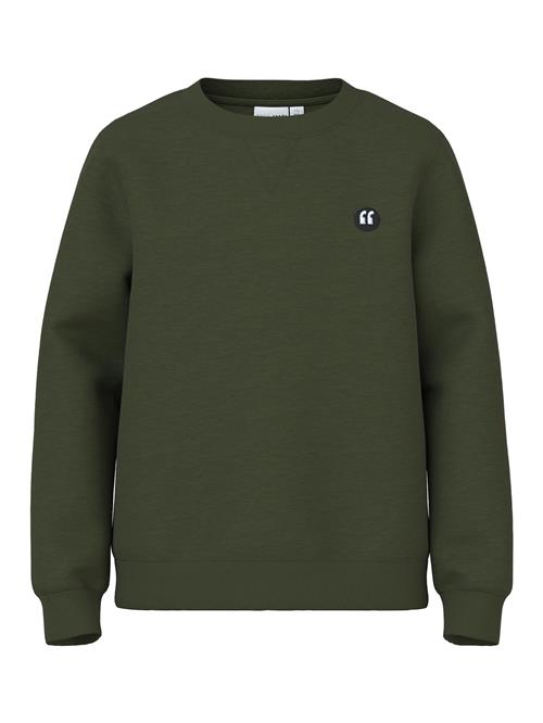 NAME IT Sweatshirt 'NKMVimo'  mørkegrøn / hvid