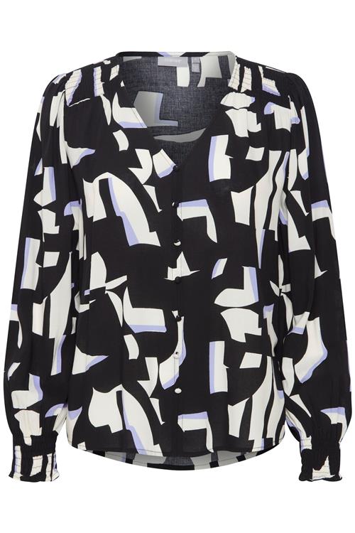 Fransa Bluse 'Flowy'  lyselilla / sort / hvid